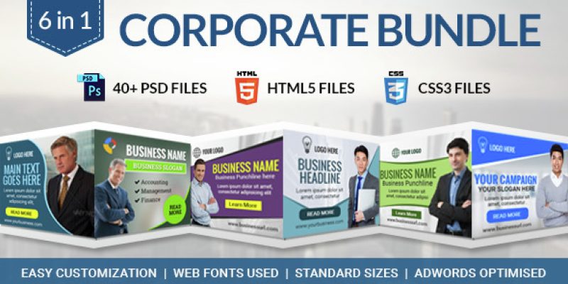 Corporate Bundle – 6 in 1 HTML5 Ad Banner Templates