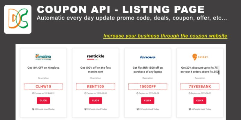 Coupon API – Listing Bootstrap 4