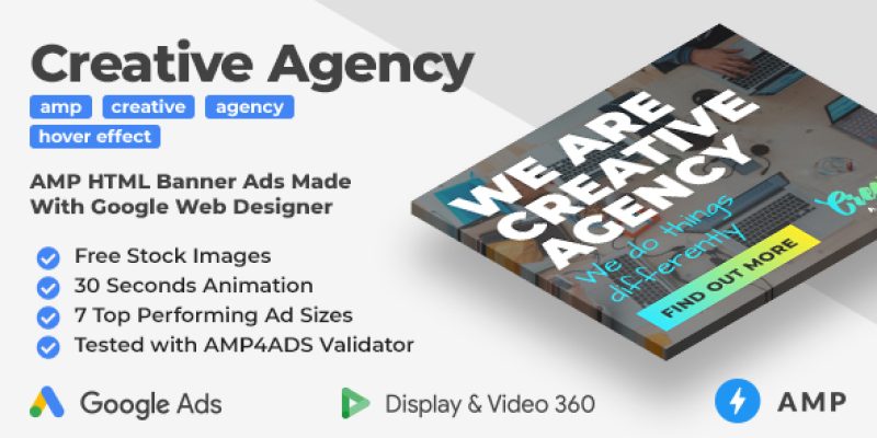 Creative Agency – Animated AMP HTML Banner Ad Templates (GWD, AMPHTML)