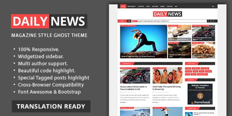 Daily News – Magazine and Blog Ghost Theme