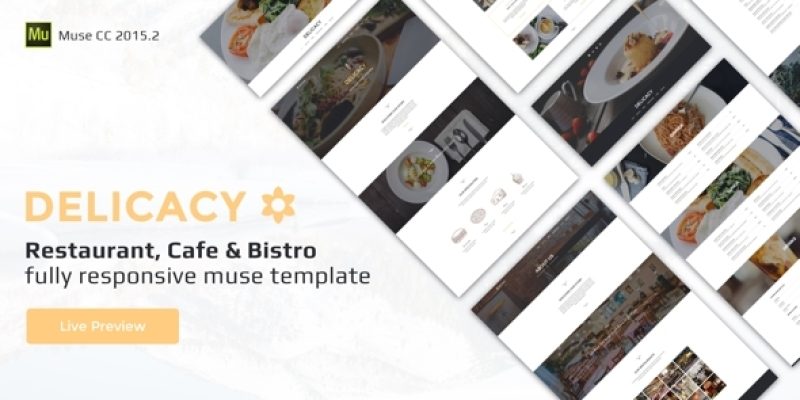 Delicacy – Bistro, Cafe and Restaurant Responsive Muse Template