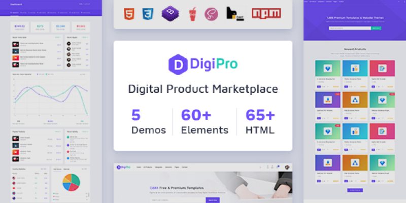 DigiPro – Digital Marketplace HTML Template with Dashboard