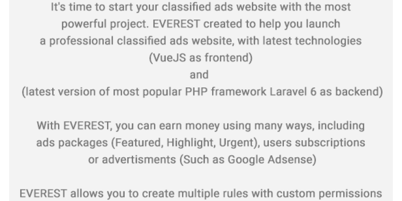 EVEREST – PHP Classified Ads Script