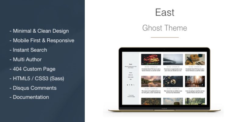 East – Blog and Multipurpose Clean Ghost CMS Theme