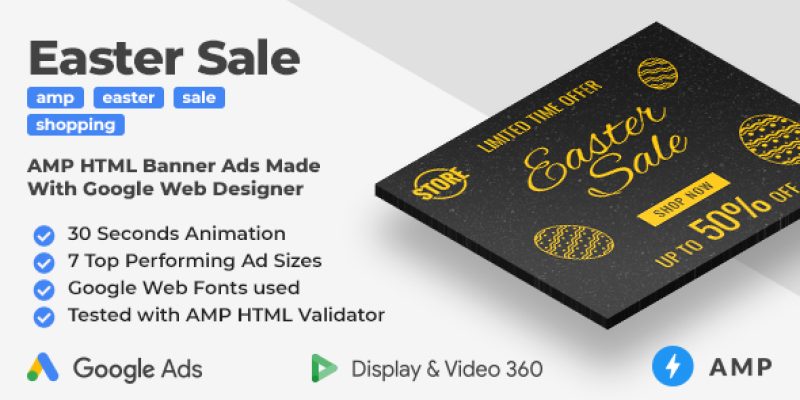 Easter Sale AMP HTML Web Ad Banner Templates (GWD, AMP)