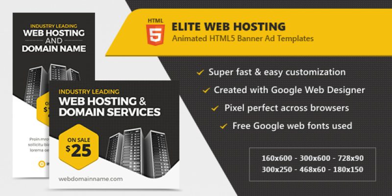 Elite Web Hosting Banner Ads – HTML5 Animated