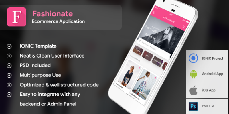 Fashion Ecommerce App for Andoird + iOS  Template (HTML and CSS in IONIC Framework)  |  Fashionate