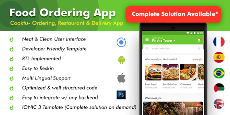 Food Delivery & Restaurant Android App Template + iOS App Template | Cookfu (HTML+CSS file