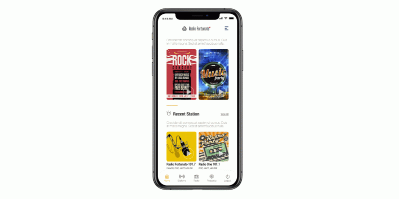 Fortunato – Radio UI Kit for Mobile App