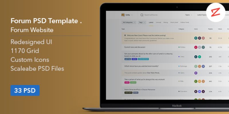 Forum Website PSD Template