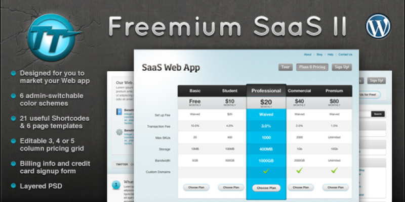 Freemium SaaS WordPress CMS + Blog Theme II