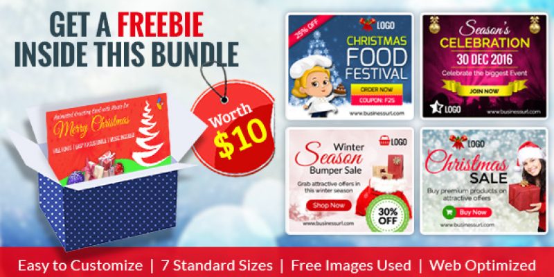 GWD | Merry Christmas HTML5 Ad Banner Bundle – With Attractive Freebie