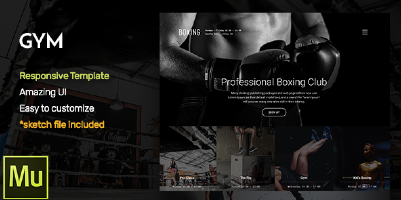 GYM – Responsive Fitness and Gym Muse CC Template + Gallery Widget