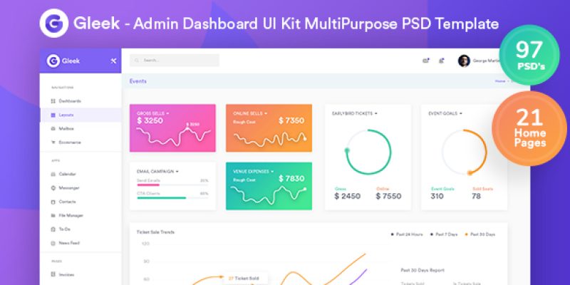 Gleek – Admin Dashboard UI Kit MultiPurpose PSD Template