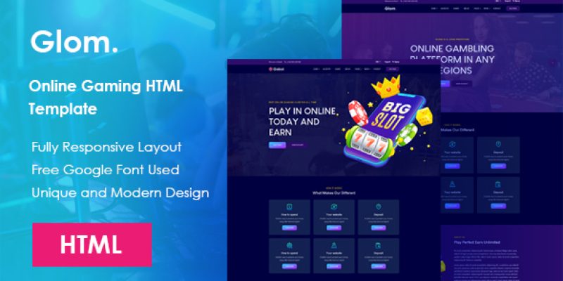 Glom – Online Gaming HTML Template