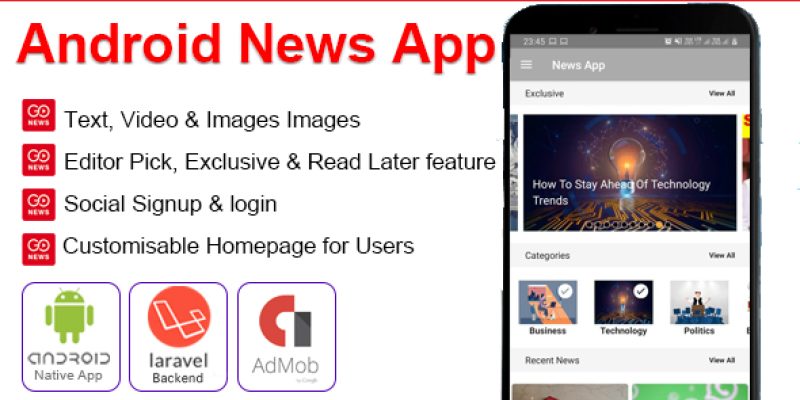 GoNews | Android News App with Video, Ads & PHP Backend