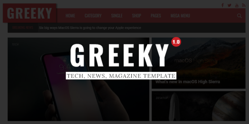 Greeky – Technology News, Magazine HTML Template