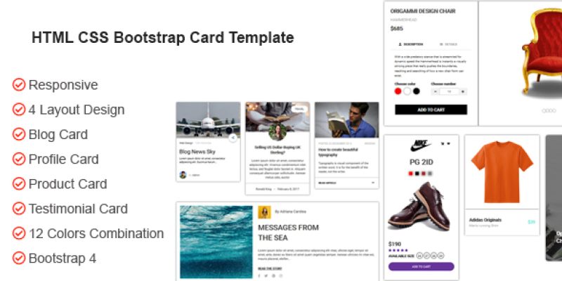 HTML CSS Bootstrap Card Template