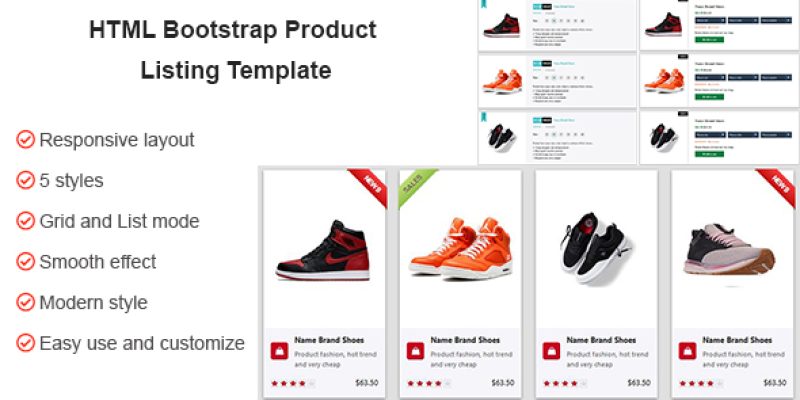 HTML CSS Product Listing Template