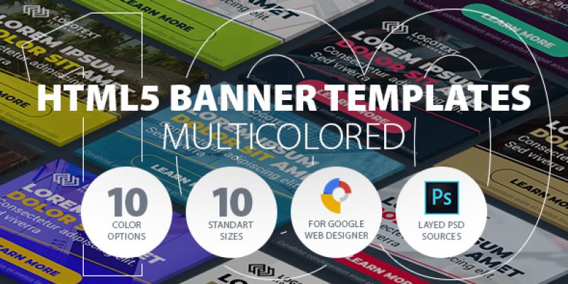 HTML5 Ad Banner Templates for GWD – Multicolor Set