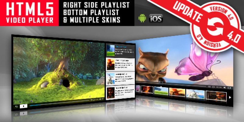 HTML5 Video Player with Playlist & Multiple Skins
