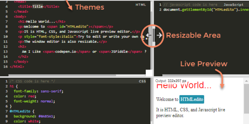 HTMLEdito – HTML, CSS, JavaScript Live Editor