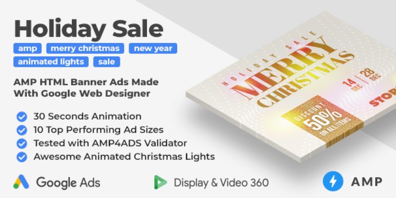 Holiday Sale AMP HTML Banner Ad Templates (GWD, AMP)