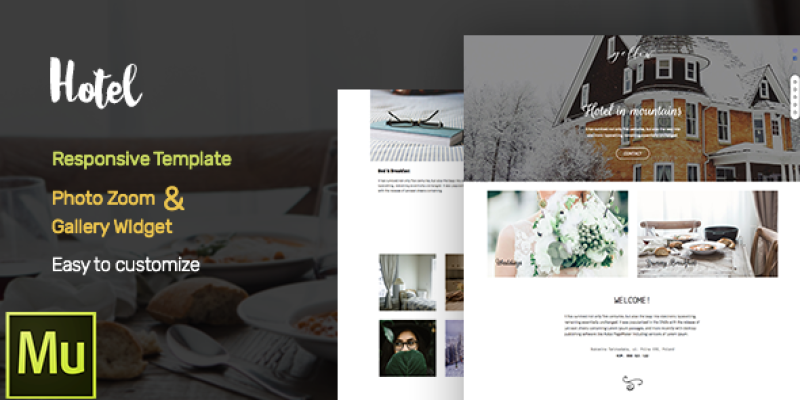 Hotel –  Adobe Muse CC Responsive Template + Animations & Gallery Widget