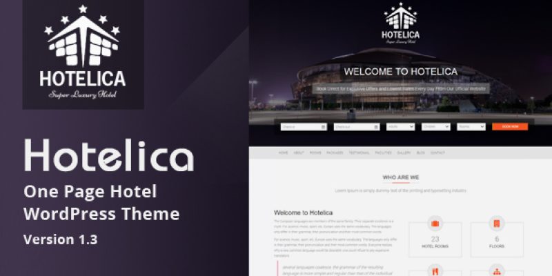 Hotelica – One Page Hotel WordPress Theme
