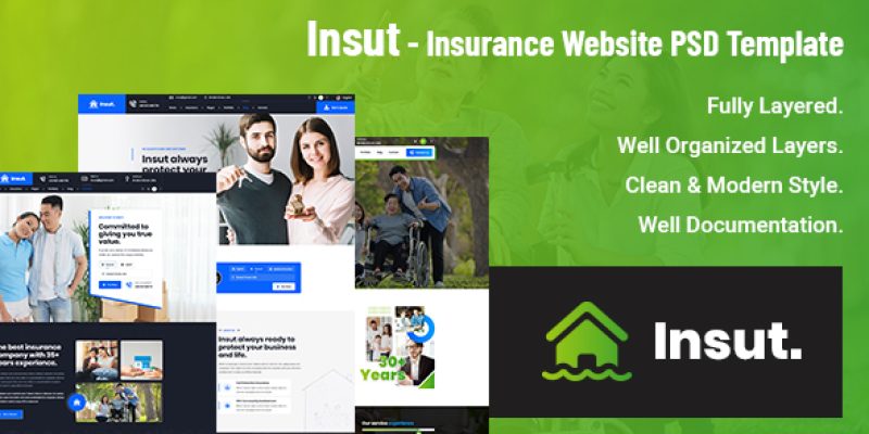 Insut – Insurance PSD Template