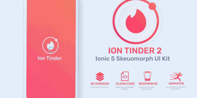 Ion Tinder 2 – Ionic 5 Skeuomorphic ui theme