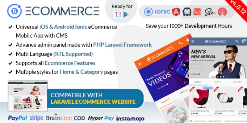 Ionic5 Ecommerce – Universal iOS & Android Ecommerce / Store Full Mobile App with Laravel CMS
