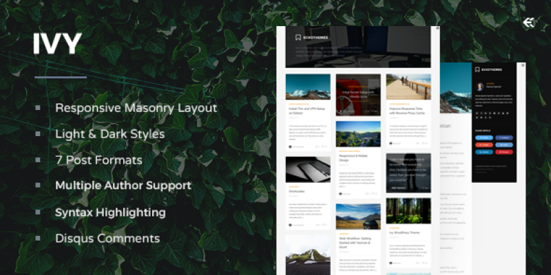 Ivy – Responsive Masonry Ghost Theme