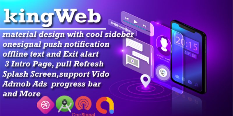 King WebView – Web2Apk with material design with cool sidebar onesignal push notification