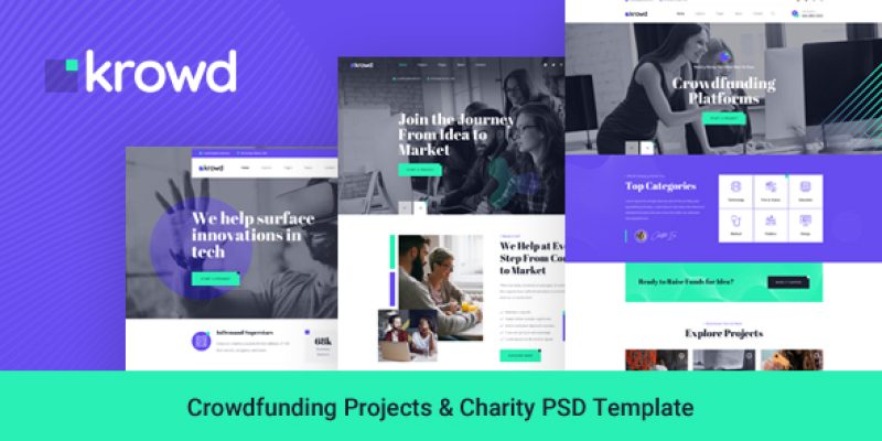 Krowd – Crowdfunding Projects & Charity PSD Template
