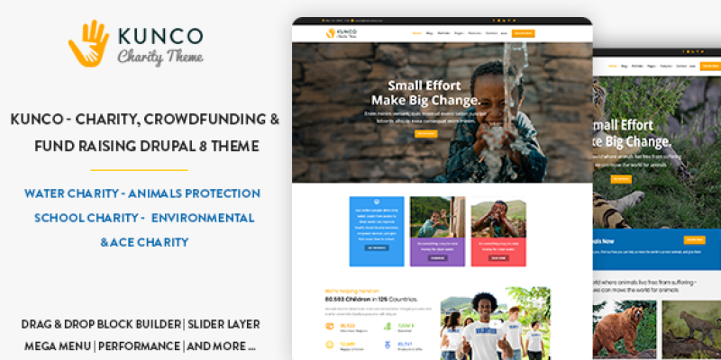 Kunco – Charity, Crowdfunding & Fund Raising Drupal 9 Theme
