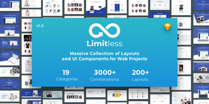 Limitless – Massive set of layouts and UI components for Sketch