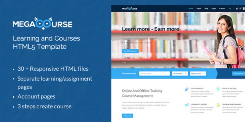 Megacourse – Learning and Courses HTML5 Template