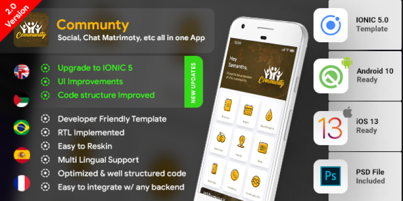 Modern Community App Template (HMTL + Css) IONIC 5