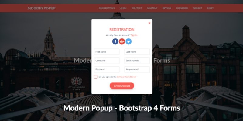 Modern Popup – Bootstrap 4 Forms