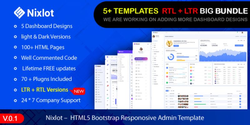 Nixlot –  HTML5 Bootstrap Admin Template