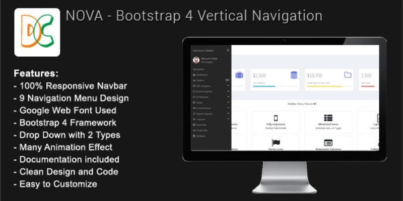 Nova – Bootstrap 4 Sidebar Navigation