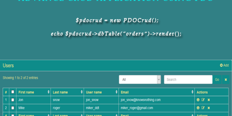 PDO Crud – Advanced PHP CRUD application (Form Builder & Database Management)