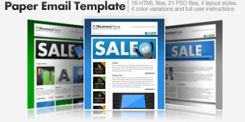 Paper Email Templates – 16 HTML Email Templates