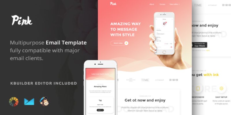 Pink – Responsive Email Template + Online Builder
