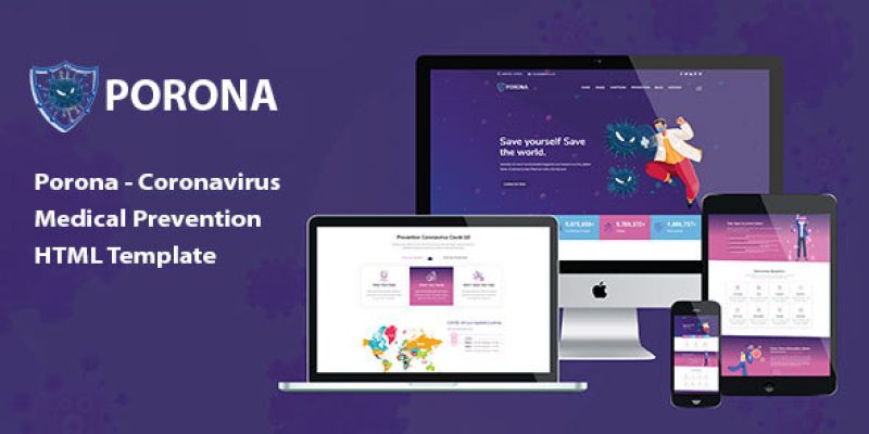 Porona – Coronavirus Medical Prevention HTML Template