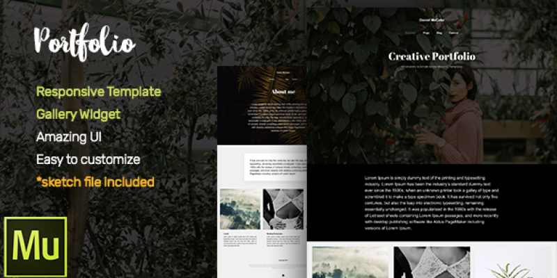 Portfolio Adobe Muse CC Responsive Template + Gallery Widget