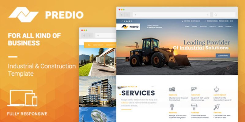 Predio Responsive | Industrial and Construction One Page Muse Template