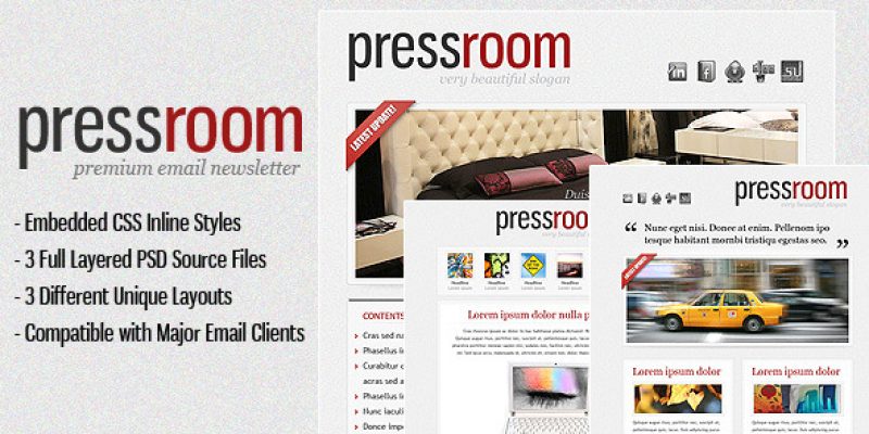 Press Room Premium HTML Email Template (3 Themes)