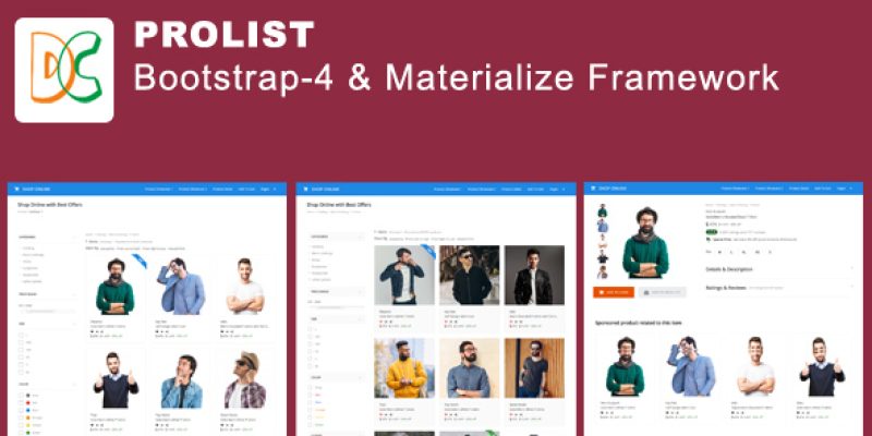 ProList – Bootstrap-4 and  Materialize Framework Layout